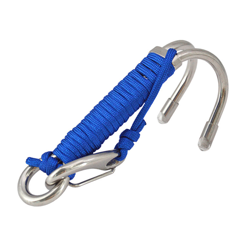 1Pc Double Head Stainless Steel Dive Reef Hook with Spiral Coil Spring Cord Safety Diving Accessory 8 Colors