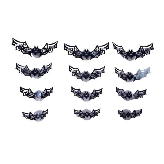 8/12Pcs Halloween LED Light Wall Sticker Hollow Spooky Bat Pumpkin Spider Night Light Holiday Party Home Office Wall Decoration Decal