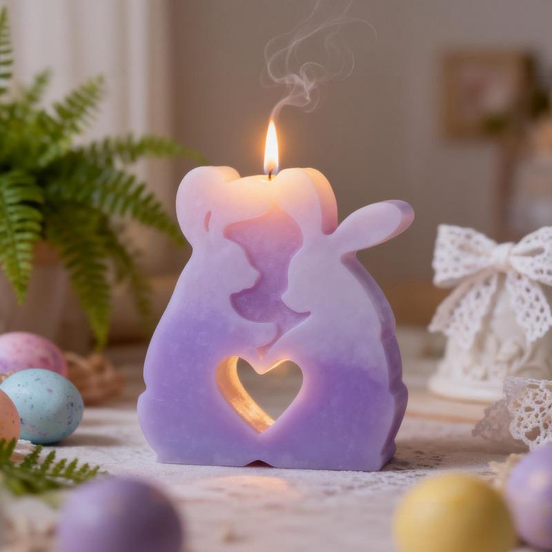 1-piece set, Easter hollow rabbit shaped candle silicone mold, DIY home decoration Easter candle aromatherapy drip plaster mold