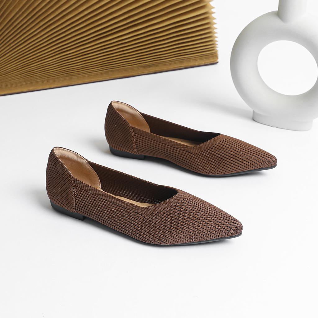 Women's Flat Shoes with Pointed Soft Knitted Sole Breathable and Comfortable Shoes Spring and Autumn 2025 New Model