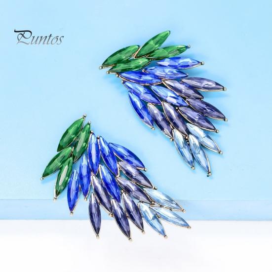 1 пара перьевых шипов в форме крыльев, серьги-гвоздики для ушей, персонализированные цветные стеклянные женские серьги-гвоздики, модные ювелирные изделия, подарок