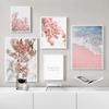 Розовые лепестки цветов Романтическое украшение стены Живопись Постер и принты Морской пляж Настенное искусство Холст Гостиная Без рамы