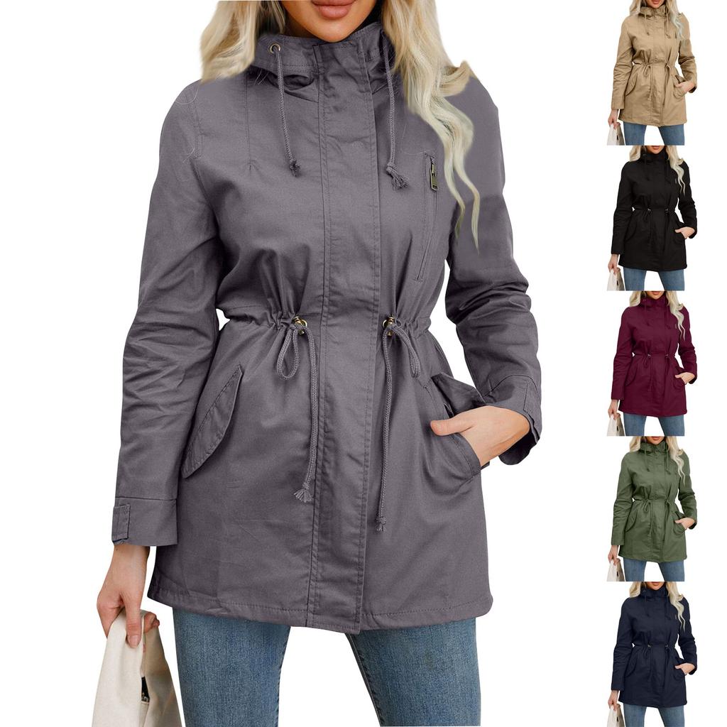Женское хлопковое свободное пальто с капюшоном, весеннее и осеннее пальто