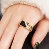 Huitan Fashion Lady Gold Color Finger Ring Black Drop Glaze Accessories Блестящий циркониевый обручальный браслет с ажурным дизайном Ювелирные изделия
