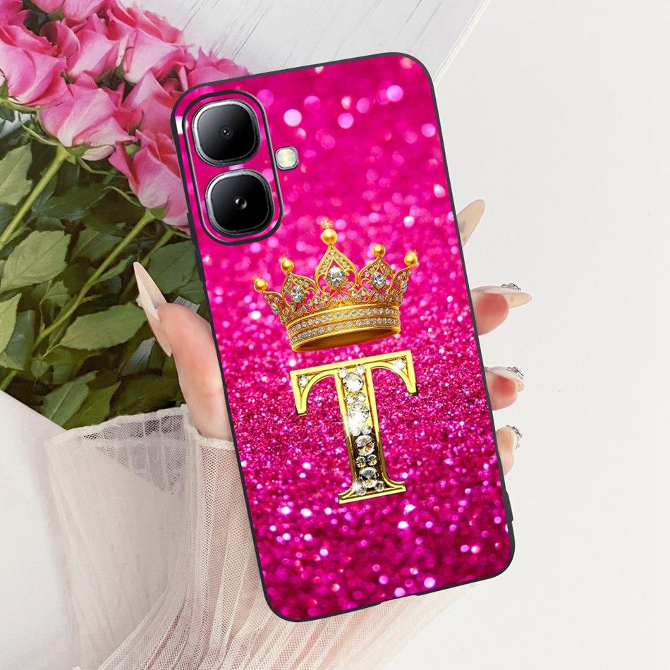 Для Infinix Smart 20 X6840 X6840B Чехол-бампер с буквой 'Crown' Для Infinix Smart20 Черный Силиконовый Мягкие Чехлы