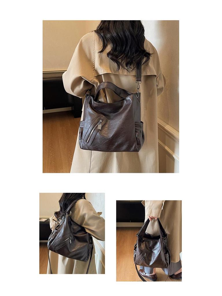 2025 Женская Модная Текстурированная Сумка-Тоут Большой Вместимости на Плечо и Через Плечо