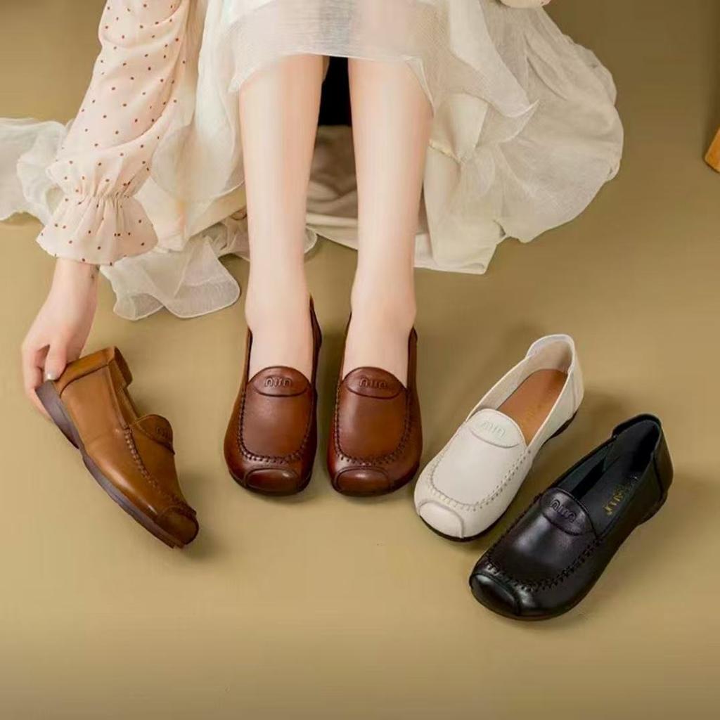 Осенние новые говяжьи жилы мягкая кожа мягкая подошва мелкий вырез однобортные туфли удобные кожаные туфли