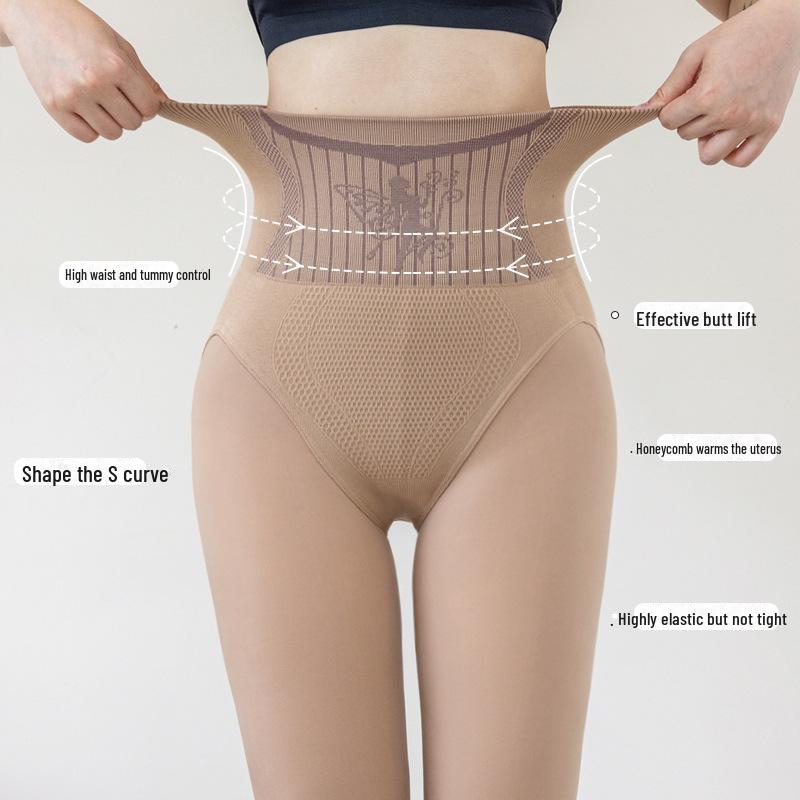 Женские тонкие колготки с высокой талией и цветочным рисунком в виде фей — телесного цвета, с добавлением бархата для осени/зимы