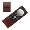 Mont Bleu 3-piece Manicure Set In a Premium Red Leather Case with Mirror & Crystal Nail File