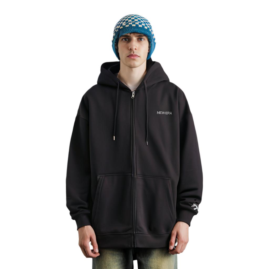 New Era SS24 Худи с вышивкой и молнией, унисекс, черное 14179195