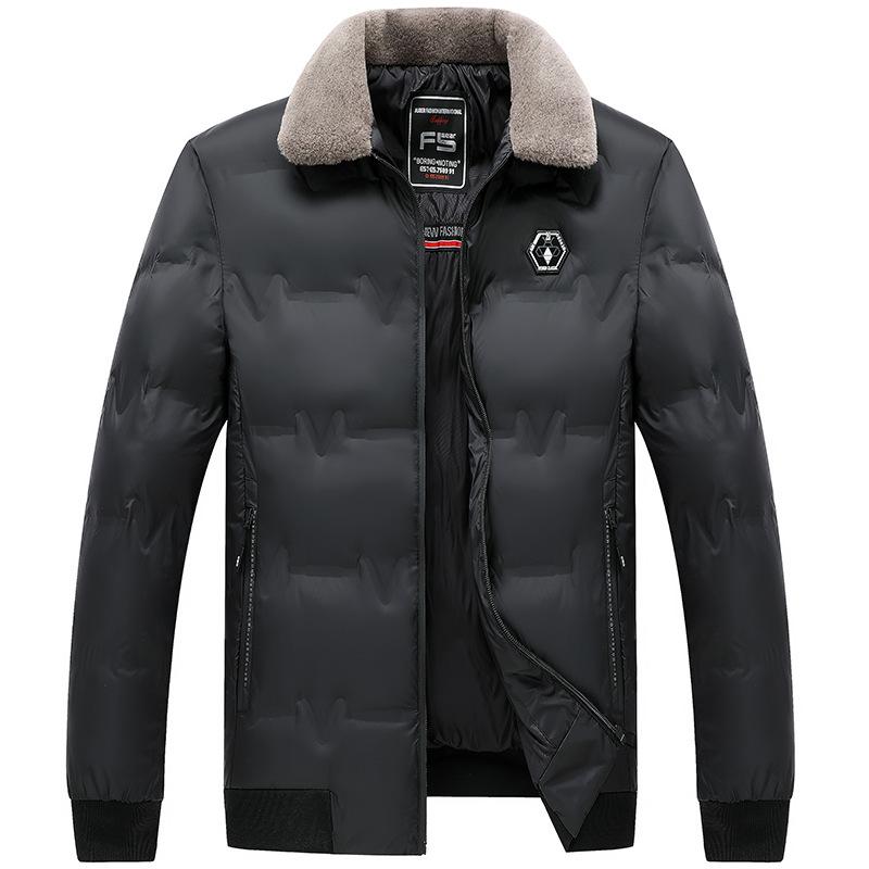 Men's Windproof Bomber Jacket Winter Warm Padded Thick Outwear Flight Coats Fleece Lapel Jackets for Male Plus Size
