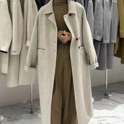 Новая осенне-зимняя двусторонняя шерстяная длинная корейская свободная повседневная шерстяная куртка в корейском стиле