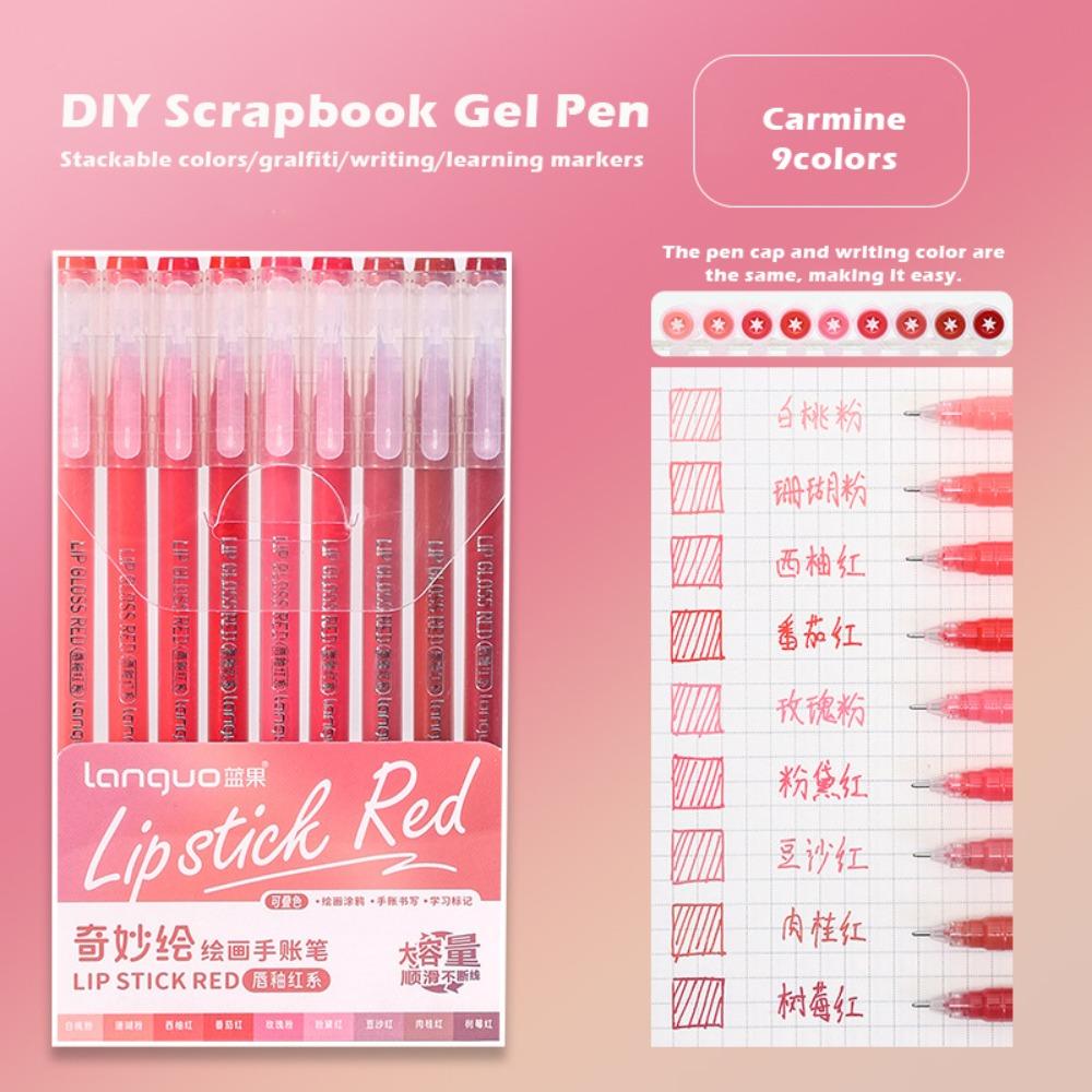 9 цветов/набор Разноцветные гелевые ручки Быстросохнущие маркеры Набор ручек для рукописного учета Канцелярские товары