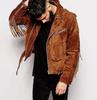 Men's Brown 100% Pure Suede Leather Fringe Jacket Style Slim Fit Jacket Handmade
