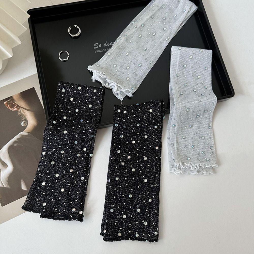 Breathable Crystal Arm Sleeves Mesh Summer Arm Sleeves Trendy Ice Silk Sleeve Cycling