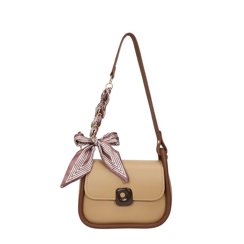 Popular Solid Color Simple 2025 New Trendy Silk Scarf Large Capacity Korean Version Crossbody Texture Underarm Shoulder Small Square Bag