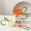 300 мл креативная милая керамическая кружка с большой ручкой и ложкой в стиле тыквы чашка для кофе чашка для послеобеденного чая пара подарочные чашки для воды