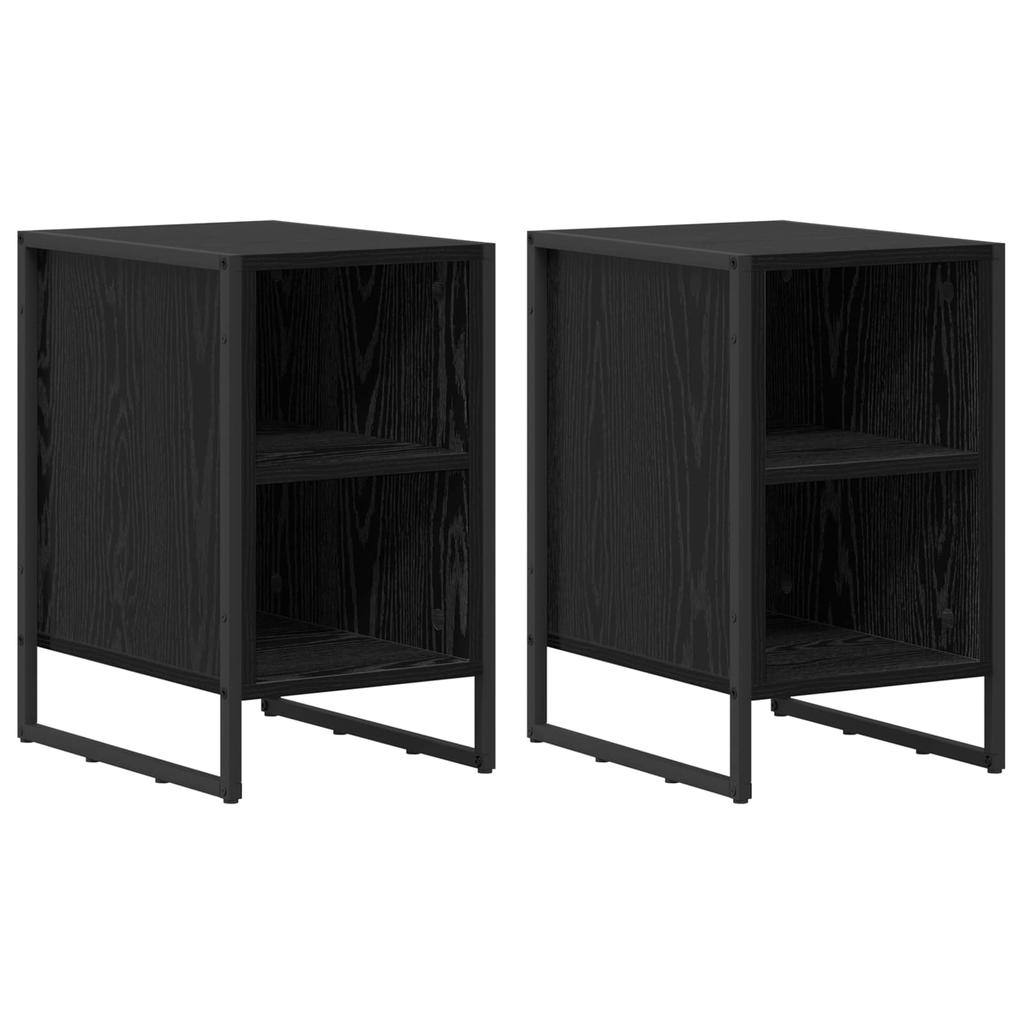 Nightstand Set of 2 Black Oak Effect 39.5 x 30 x 50 cm