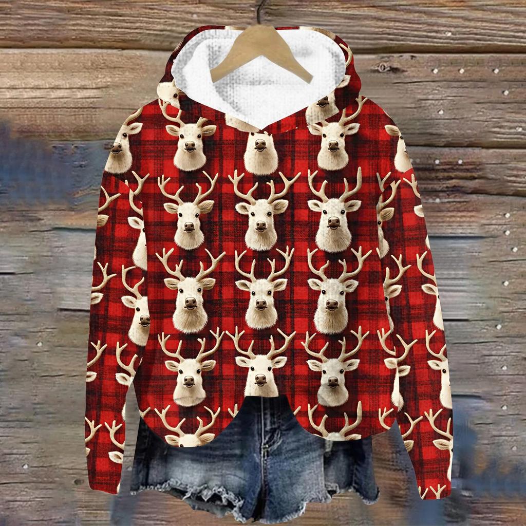 Женская мода повседневная вязанная кофта с длинным рукавом и рождественским принтом