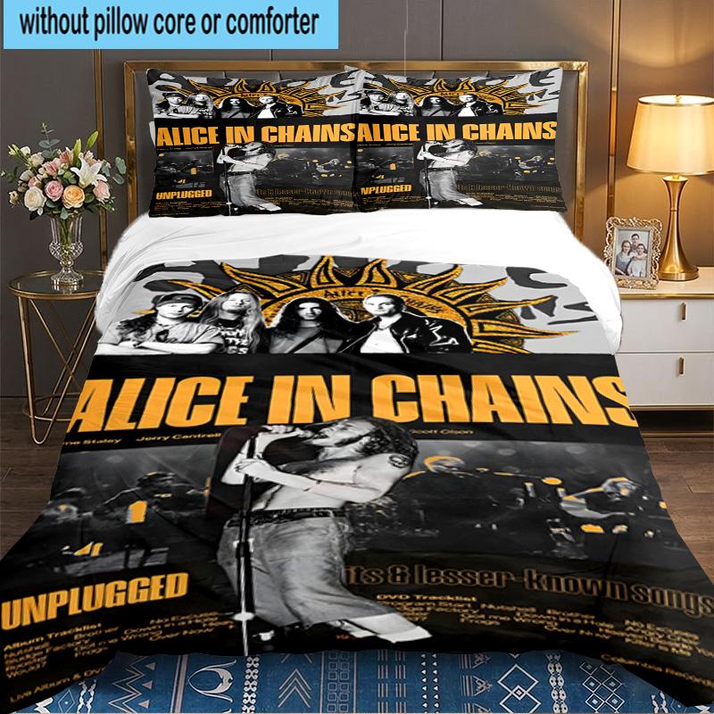 3PCS Alice Chains Bedding Set,Including 1pc Duvet Cover And 2pcs Pillowcases Perfect for Bedroom, Dormitory, Large size Fan Christmas gift