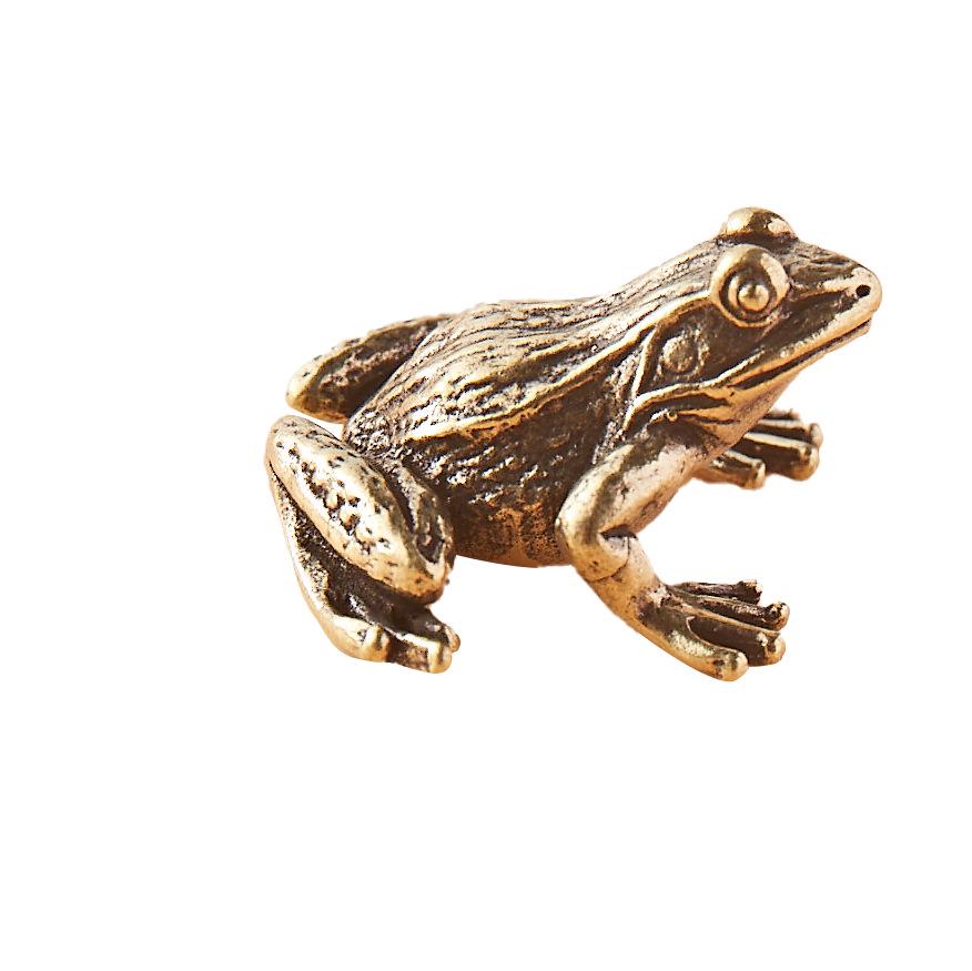 Solid Brass Retro Frog Tea Pet - Creative Home and Desktop Ornament