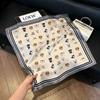 Premium printing neck small square scarf women's literary and retro polka dot cashew flower headscarf versatile accessories short silk scarf scarf s