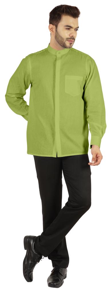 BestMan Мужская однотонная рубашка на пуговицах с китайским воротником и планкой спереди для формального случая