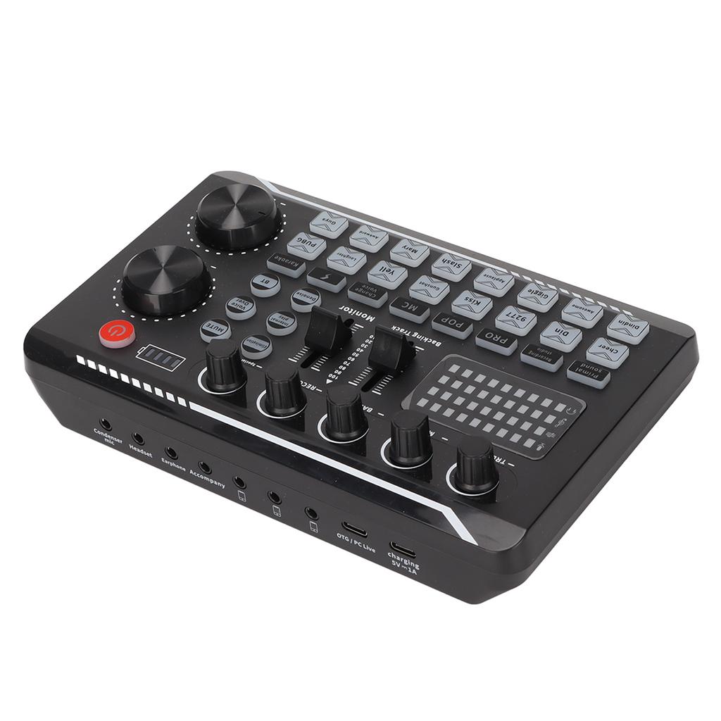 F998 Live Sound Card 16 Bits 44.1KHz Dual Channel Multifunctional Sound Mixer for Computers Mobile Phones