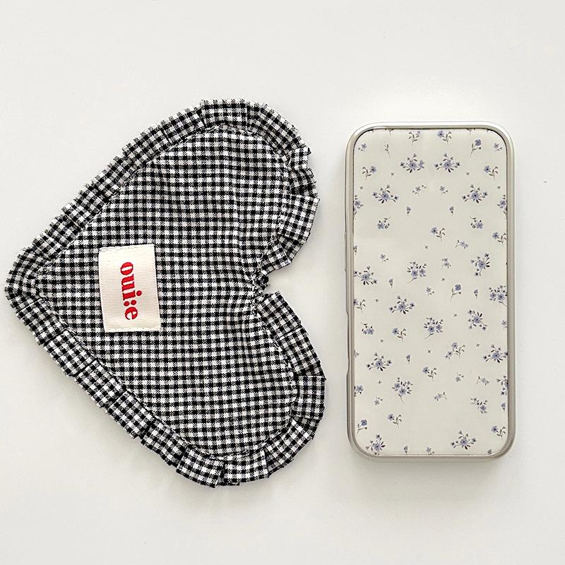 1Pc Checkered Placemat Korean Background Cloth Ins Gourmet Photography Sweet Heart-Shaped Coaster Desktop Decoration