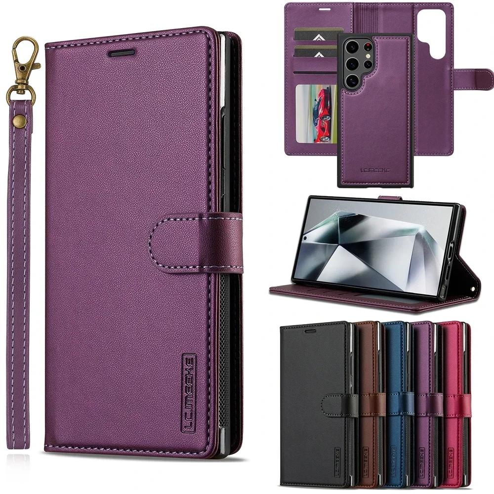 Магнитный чехол-кошелек с откидной крышкой, кожаный чехол для телефона Samsung Galaxy S25 Edge S24 FE S23 S22 S21 Ultra Plus A15 A35 A55 A54 A55 A14 A16 A36 A56