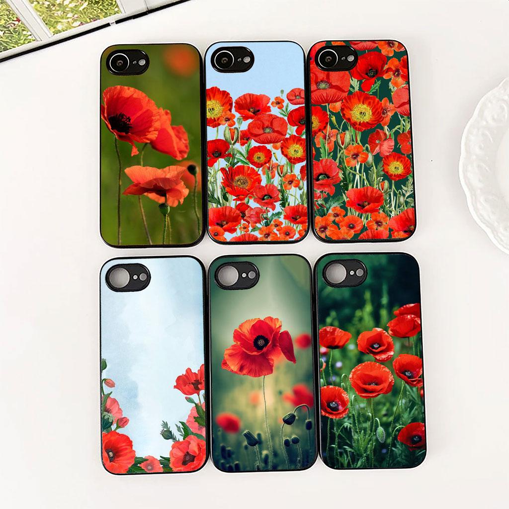 Чехол Красный P-Poppys Цветок Цветение Элегантный Чехол для Телефона для Xiaomi Poco C75 C65 C71 C85 X7 X6 M7 F7 F8 Ultra F6 Pro Корпус