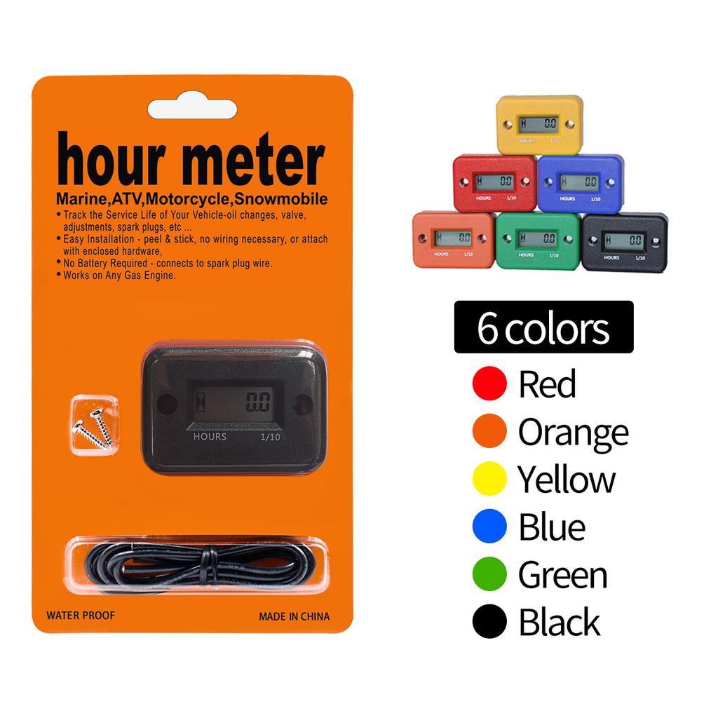 Автомобильный цифровой индуктивный счетчик моточасов, водонепроницаемый IP68 для газового двигателя, генератора, датчика температуры, газонокосилки, триммера, UTV, кустореза, мотоцикла и т. д.