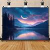 2D plane one piece of blue nebula-themed crescent background fabric suitable for party decoration