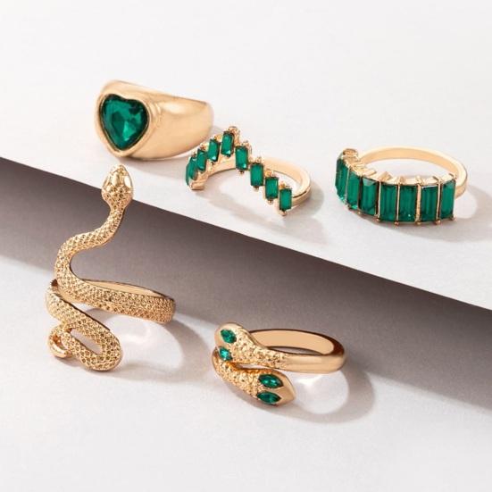 5 шт./компл. различные кольца поддельные изумруды декор форма змеи в форме сердца роскошный винтаж индивидуальный