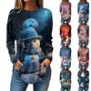 Women's Loose Round Neck Christmas Printed Long Sleeved T Shirt Top Pullover Long Sleeved T Shirts