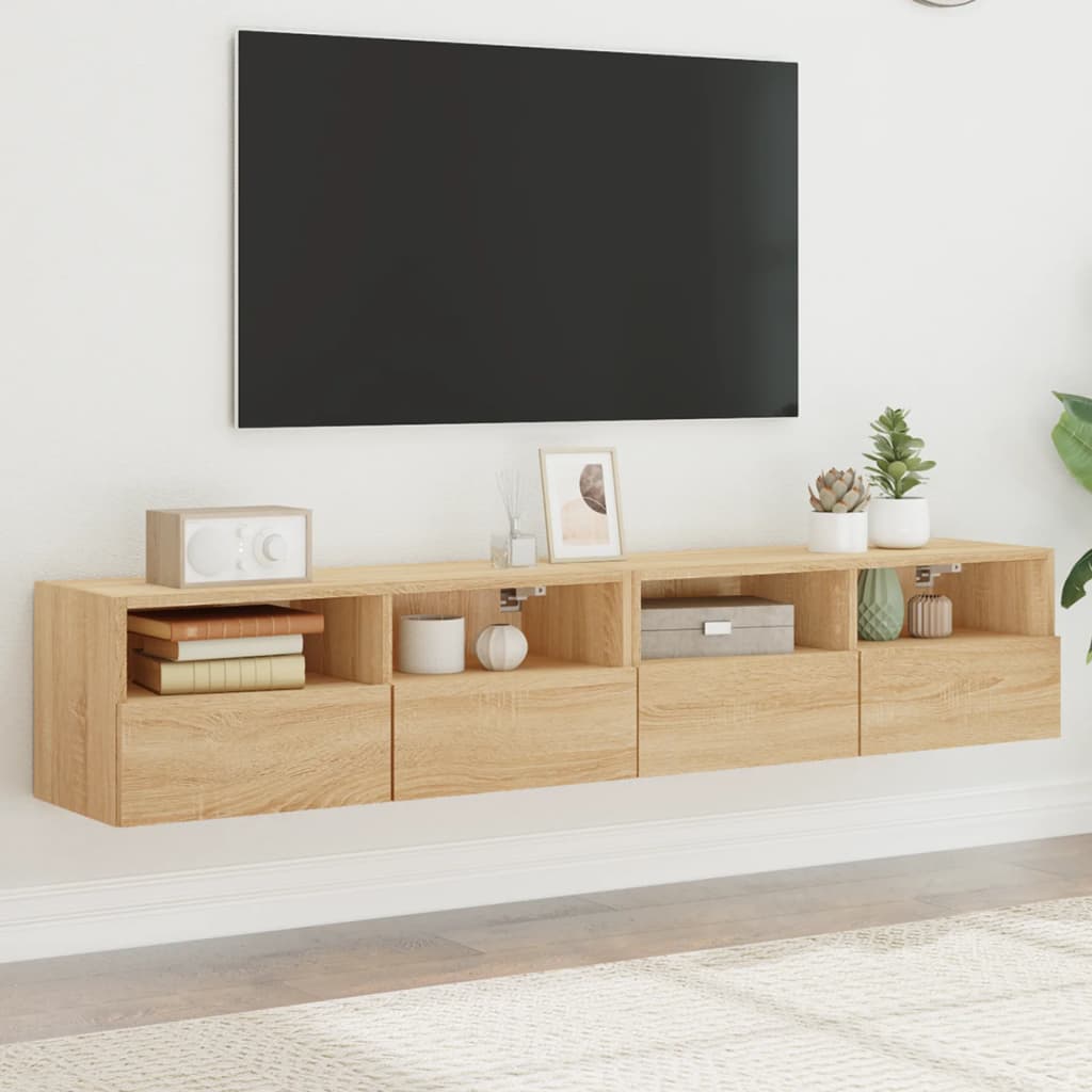 Vidaxl Ścienne Szafki Tv, 2 Szt., Dąb Sonoma, 80X30X30 Cm