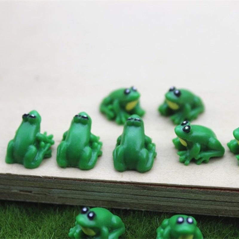 10pcs Mini Frog Figurines Miniatures Garden Decoration Home Resin Little Green Frog 1:12 Doll House Accessories