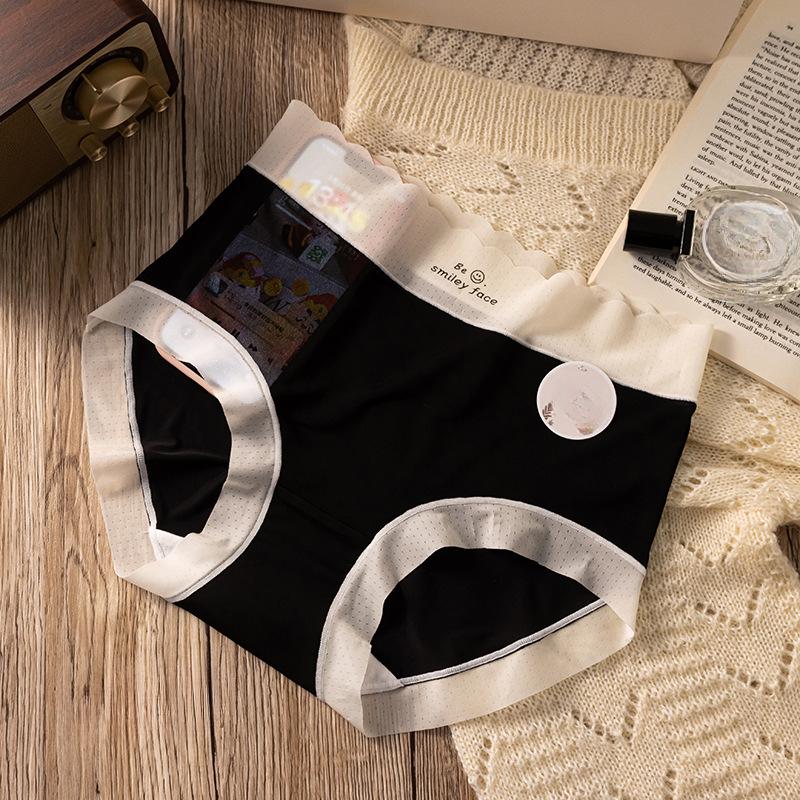 Ice Silk Panties Mid Waist Antibacterial Crotch Breathable Comfortable Women's Underwear Triangular Panty
