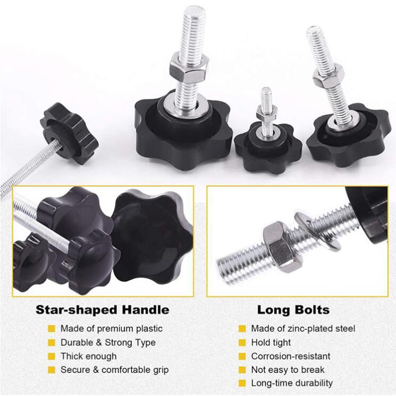 5 комплектов шестигранных ручек-звездочек M5/M6/M8 с наружной резьбой, винтов для зажима, затягиваемых вручную, быстросъемных сменных деталей с шестигранником из нержавеющей стали 304