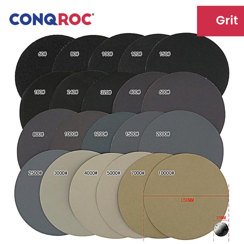 100 Pieces 150mm (6-Inch) Silicon Carbide Sanding Discs Waterproof Hook and Loop for Wet or Dry Sanding Grit 60~10000