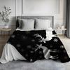 1pc Zeal Lily Retro Winter Christmas Minimalist Black & Golden Deer Snowflake Flannel Blanket - Soft Cozy All-Season Throw for B