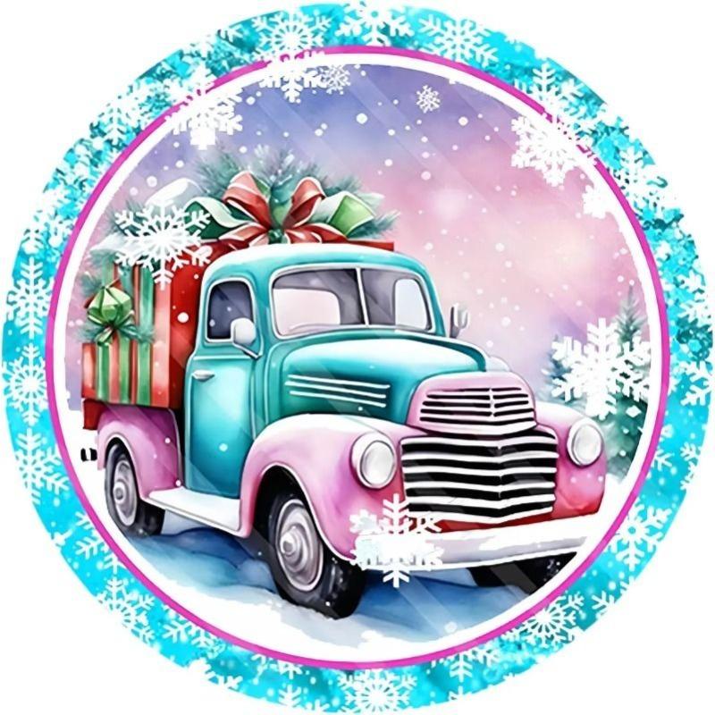 Witch Broom Halloween Sign, Round Aluminum Wall Plaque 20x20cm