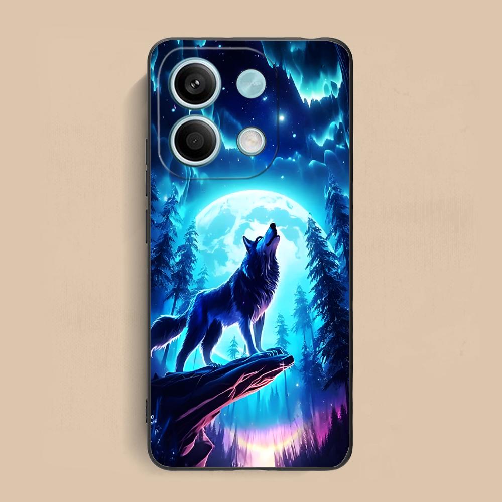 Fashion Wolf Mobile Phone Case for Xiaomi Redmi Note 14 13 12 11 S Pro Plus 4G 5G Colorful Printing Cover Luxury Pretty