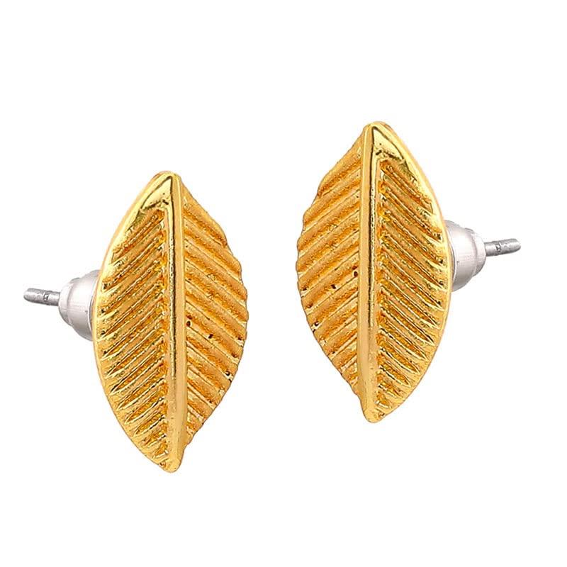 Серьги-гвоздики Gehena by Estele из металлического сплава золотистого цвета с листьями вишни для девочек и женщин