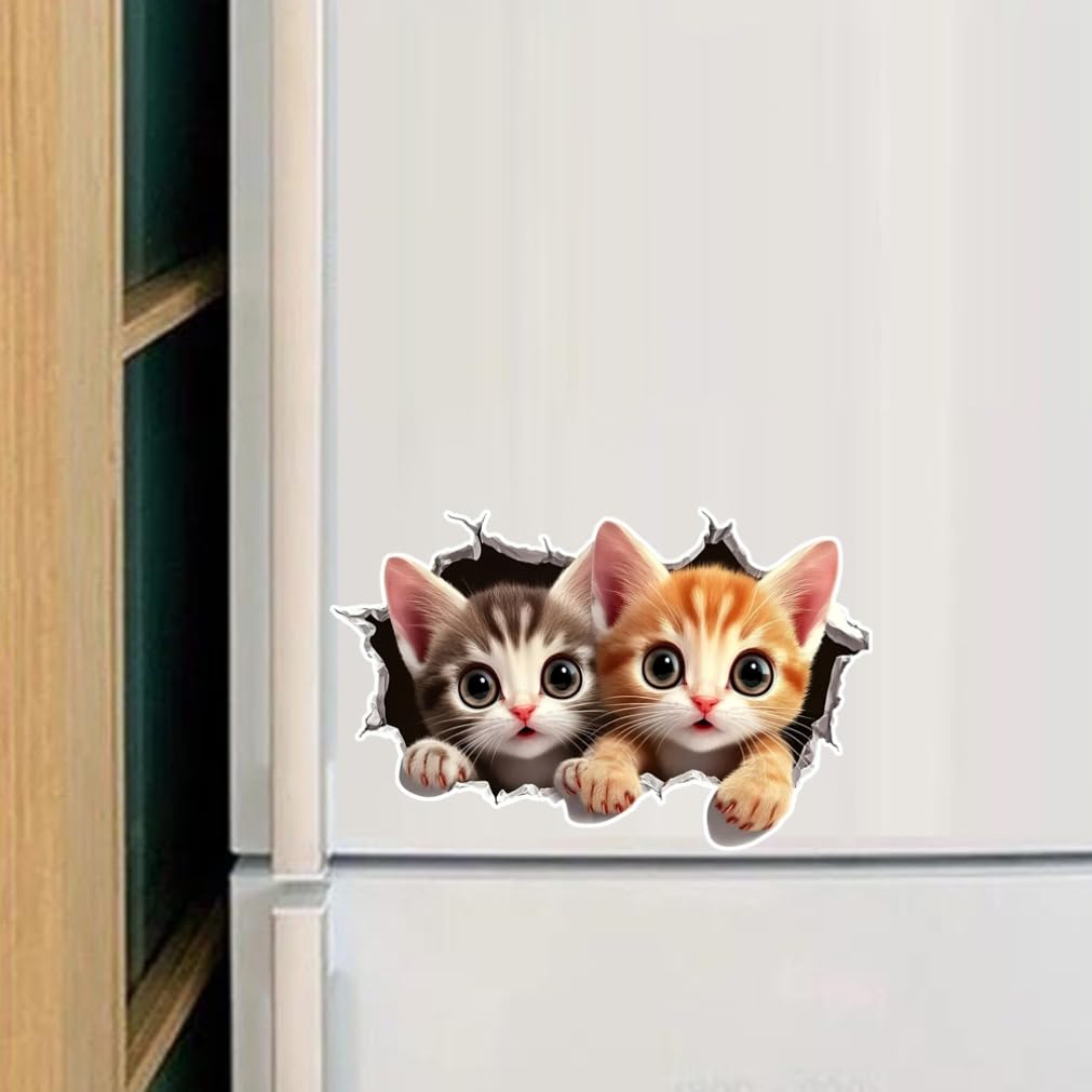 Набор из 2 3D мультяшных наклеек с котами 16x10см Юмор Водонепроницаемые наклейки с животными для автомобиля грузовика мотоцикла стены | #JP18