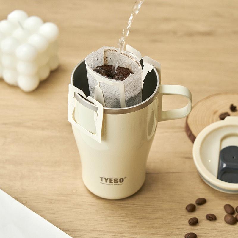 TYESO Stainless Steel Insulated Coffee Cup 400/500ML Tumbler Bottle Car Mug With Handle Thermal Iced Travel Mug Home Outdoor