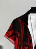Men'S Individual Trendy Octopus Tentacle Pattern Short Sleeve Shirt, Full-Print Red And Black Contrast Base with Octopus Tentacle Combination, Casual