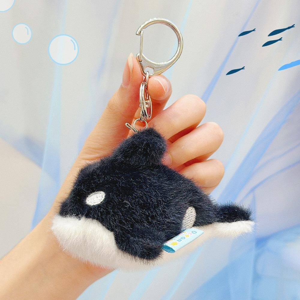 Soft Ocean Animal Keychain Small Turtle Kawaii Fluffy Whale Keyring Collection Octopus Press Sound Pendant Birthday Gift
