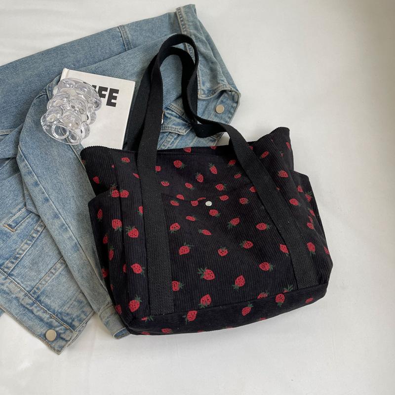 Fresh Sweet Girl Handbag Fashionable High End Corduroy Printed Shoulder Bag Leisure Shopping Commuter Women's Underarm Bag