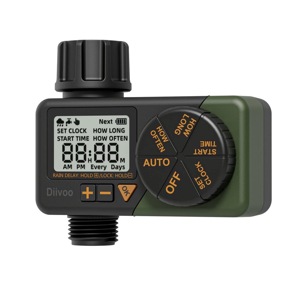 Diivoo Таймер капельного полива, 1/2 зоны, уличное автоматическое ирригационное оборудование с системой полива сада, садовые таймеры воды